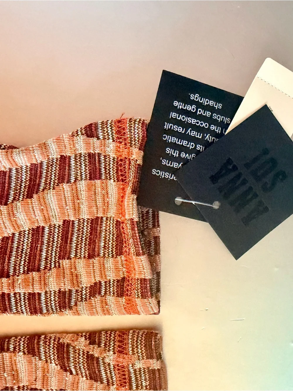 Anna Sui Striped Knit Long Gloves in Orange, Brown & Cream NWT $178